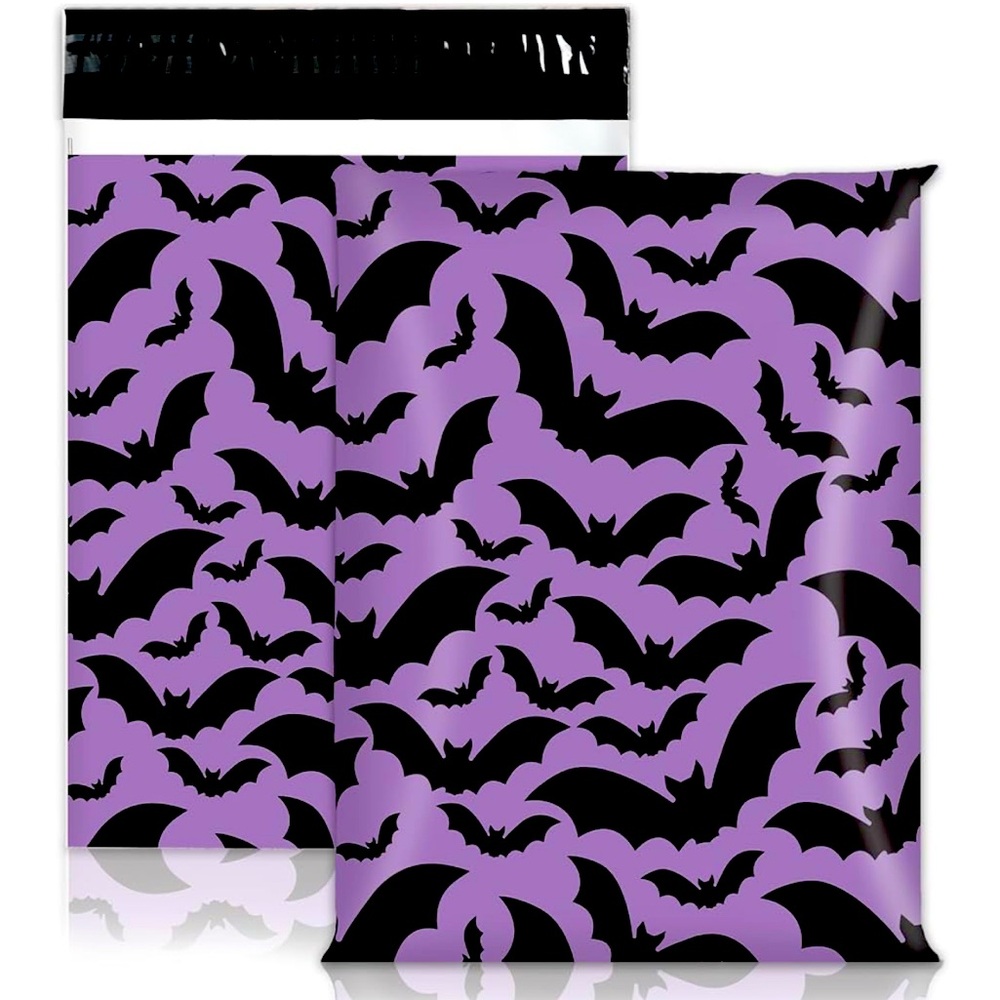 10x13 Purple Black Bat Halloween Polymailer Bags Set of 20